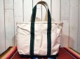 画像2: 1990s【L.L.Bean】BOAT AND TOTE BAG〝ZIP TOP〟オフホワイト×グリーン (2)