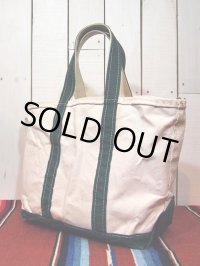 1990s【L.L.Bean】BOAT AND TOTE BAG〝ZIP TOP〟オフホワイト×グリーン