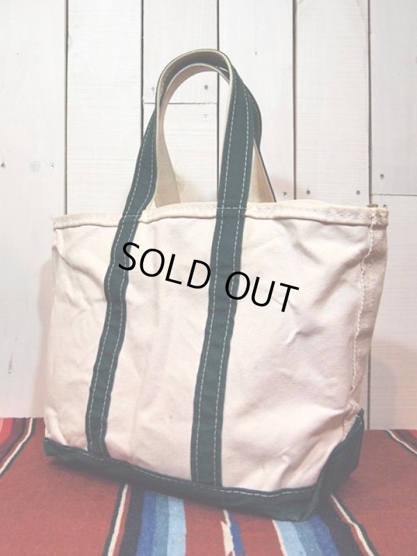 画像1: 1990s【L.L.Bean】BOAT AND TOTE BAG〝ZIP TOP〟オフホワイト×グリーン