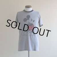 1980s  MICKEY MOUSE リンガーTシャツ　 杢灰×黒　 表記L 