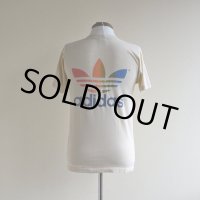 1980s adidas レインボートレフォイルTシャツ　 バックプリント　 表記M 