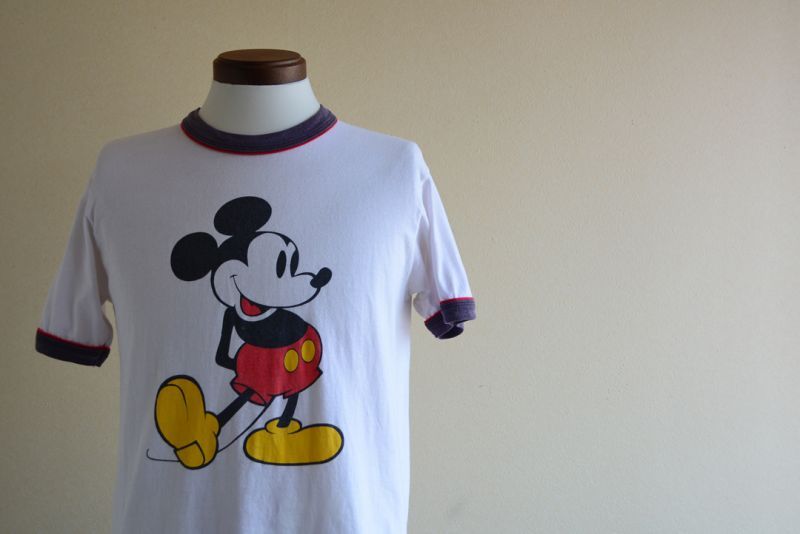 1980s Mickey Mouse リンガーtシャツ 表記m 古着屋hamburgcafe