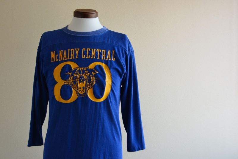 チャンピオンビンテージカレッジプリントフットボールTシャツ70s70年代バータグ