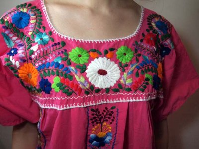 画像1: メキシカン刺繍ワンピース