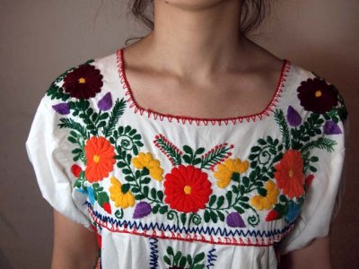 画像1: メキシカン刺繍ワンピース