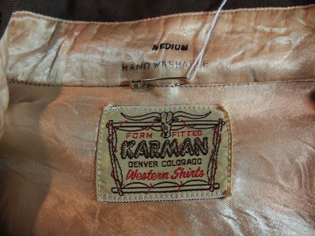 1950s【KARMAN】レーヨンギャバツートン刺繍ウエスタンシャツ