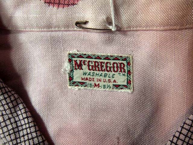 1950s【McGREGOR】フラミンゴ総柄レーヨンシャツ 黒ピンク - 古着屋