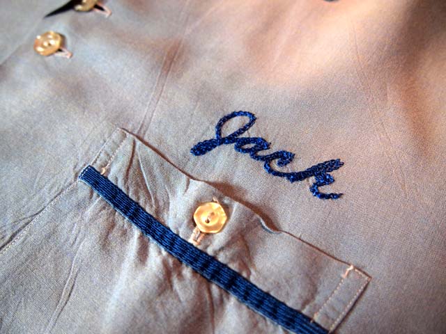 1960s【ServiceBowlingShirt】チェーンステッチ刺繍レーヨンボーリング 