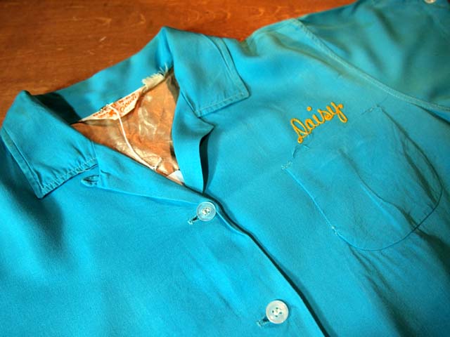 1950s【GOLDEN GATE】チェーンステッチ刺繍レーヨンボーリングシャツ