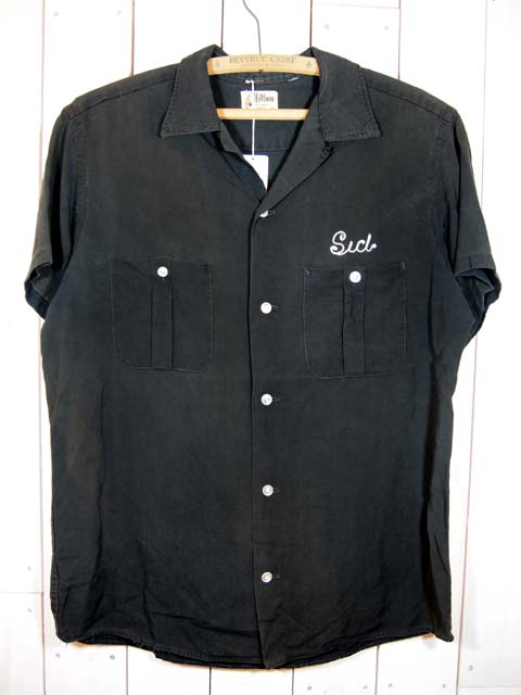 VINTAGE ボーリングシャツ レーヨンシャツ 黒 ブラック　50s型