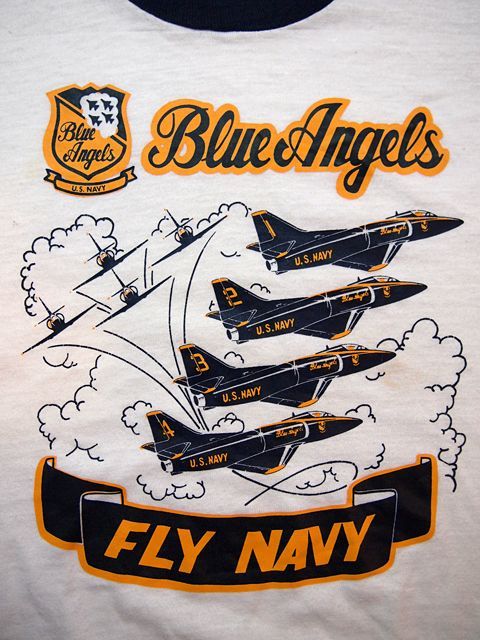 1970s【US.NAVY Blue Angels】リンガーTシャツ - 古着屋HamburgCafe
