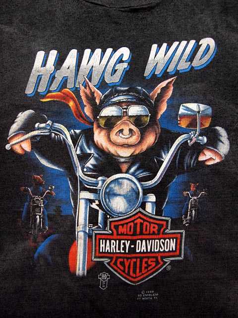 1980s豚ハーレーTシャツ - 古着屋HamburgCafe
