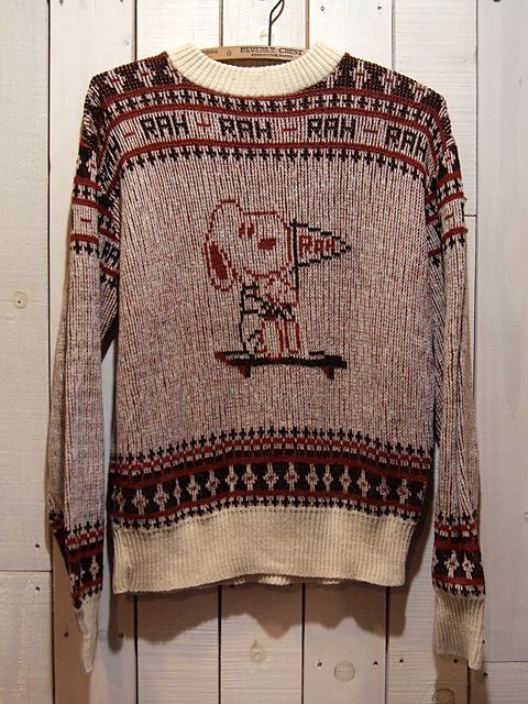 1970s【Arrow】スヌーピージャガードセーター