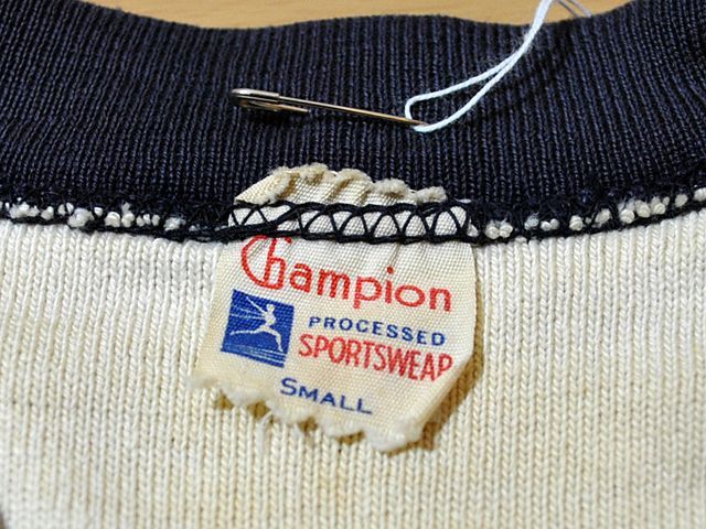 1950s【Champion】ランタグ黒×紺ツートンスウェット - 古着屋HamburgCafe