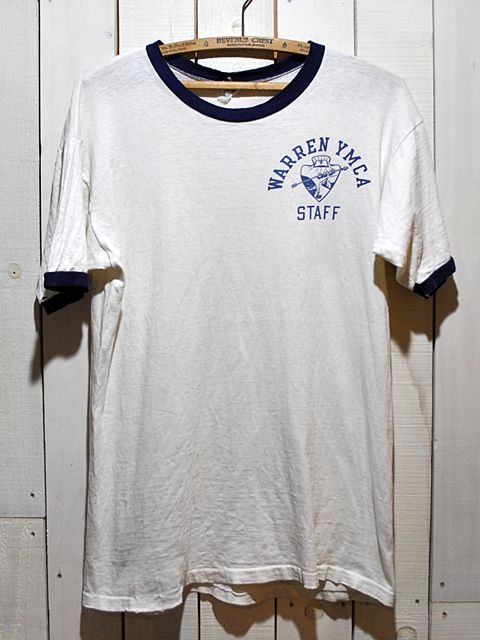 1960s【Champion】YMCA染込みリンガーTシャツ プロダクツタグ