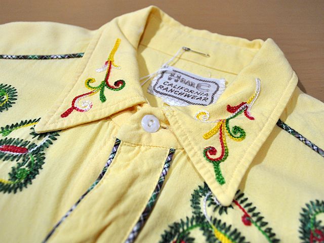 1950s〜【HbarC】刺繍レーヨンウエスタンシャツ