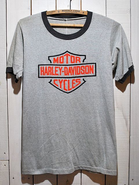 1980s【HARLEY DAVIDSON】杢リンガーTシャツ - 古着屋HamburgCafe