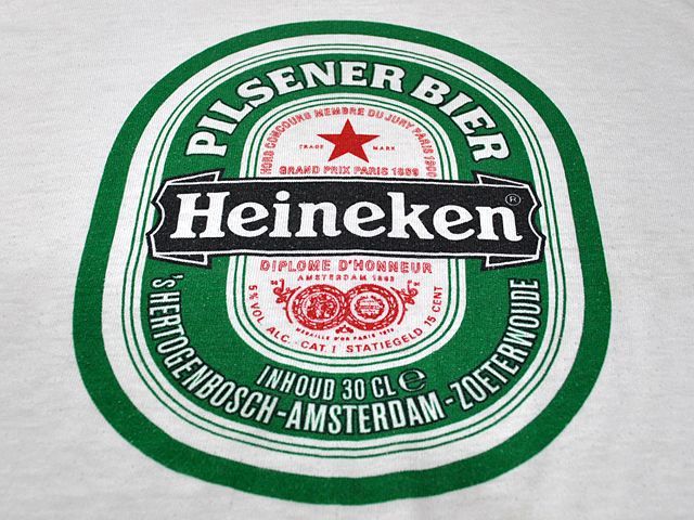 1980s【Heineken】BeerメーカーリンガーTシャツ - 古着屋HamburgCafe