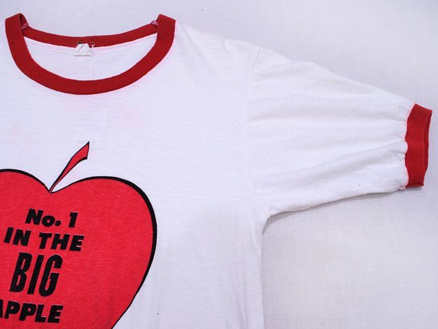 1970s No.1 IN THE BIG APPLE染込みリンガーTシャツ 表記L - 古着屋 