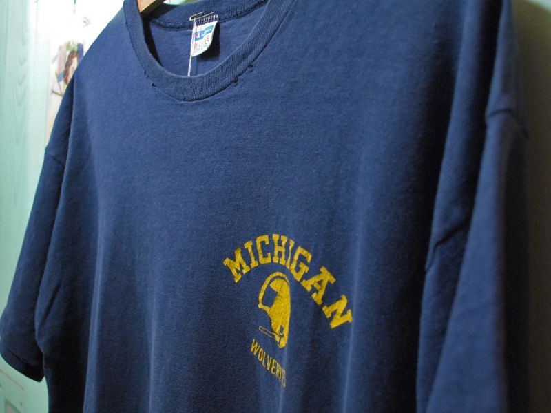 1970s【Champion】MICHIGAN WOLVERINESカレッジTシャツ バータグ 表記