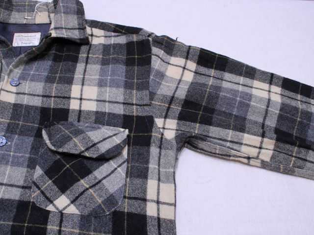 1960s【TOWNCRAFT】ウールシャツ 黒チェック　表記S