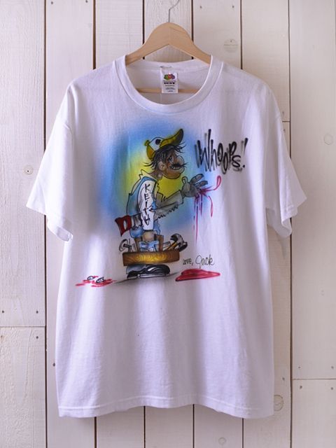 1990s エアブラシペイントTシャツ 表記L - 古着屋HamburgCafe