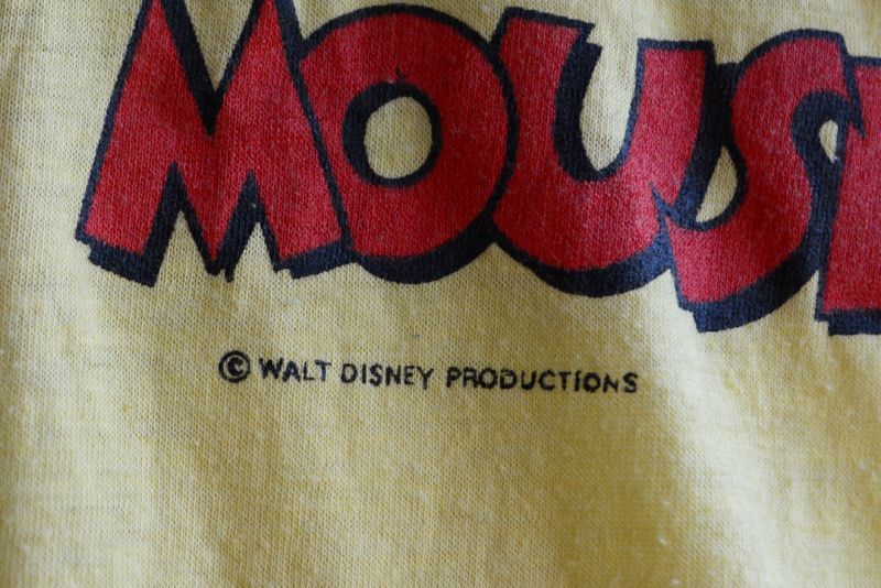 1970s-80s MICKEY MOUSE 両面プリントTシャツ 表記L - 古着屋HamburgCafe