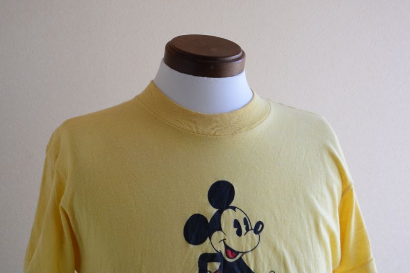 1970s-80s MICKEY MOUSE 両面プリントTシャツ 表記L - 古着屋HamburgCafe