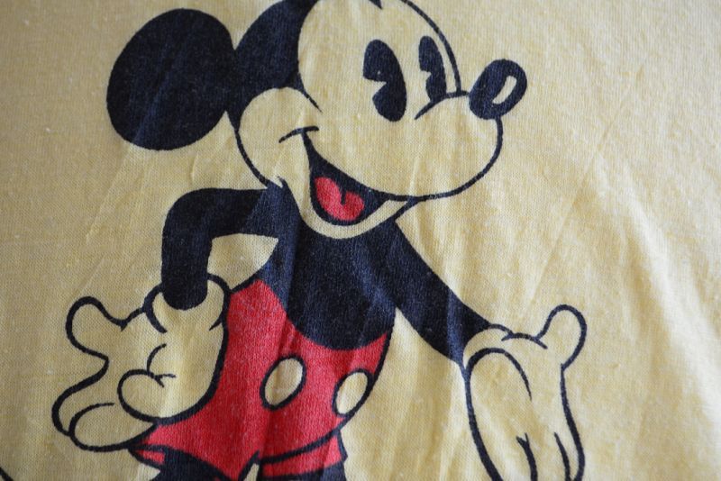 1970s-80s MICKEY MOUSE 両面プリントTシャツ 表記L - 古着屋HamburgCafe