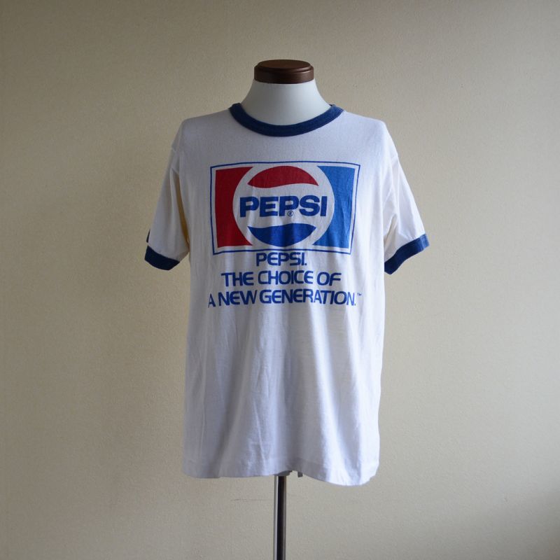 1980s PEPSI リンガーTシャツ 両面プリント 表記XL - 古着屋HamburgCafe