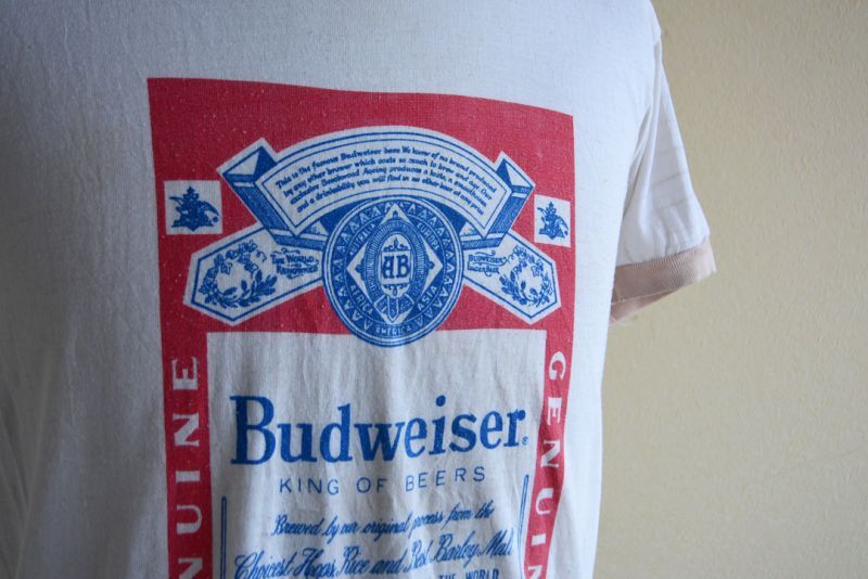 1970s Budweiser リンガーTシャツ 実寸S - 古着屋HamburgCafe