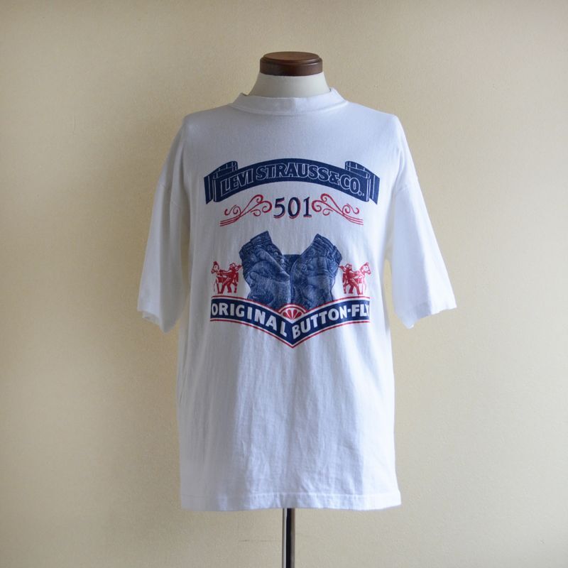1990s LEVI'S 501 プリントTシャツ　MADE IN CANADA　表記S-M (実寸L)