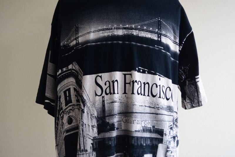 1990-00s SAN FRANCISCO 総柄プリントTシャツ Edwards Teez 表記XL 