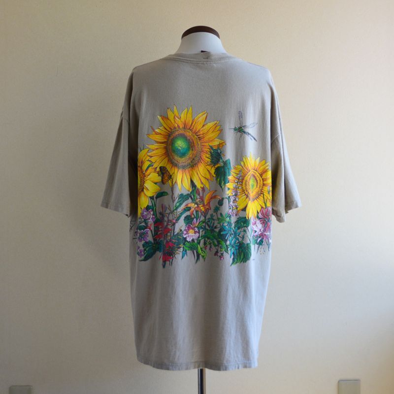90年代 The Cotton Exchange ひまわり柄 アートTシャツ USA製 メンズXL ヴィンテージ /eaa333134