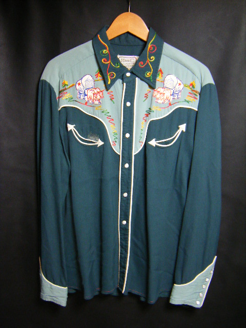 1980’s チェーンステッチ総刺繍 半袖 ウエスタンシャツ